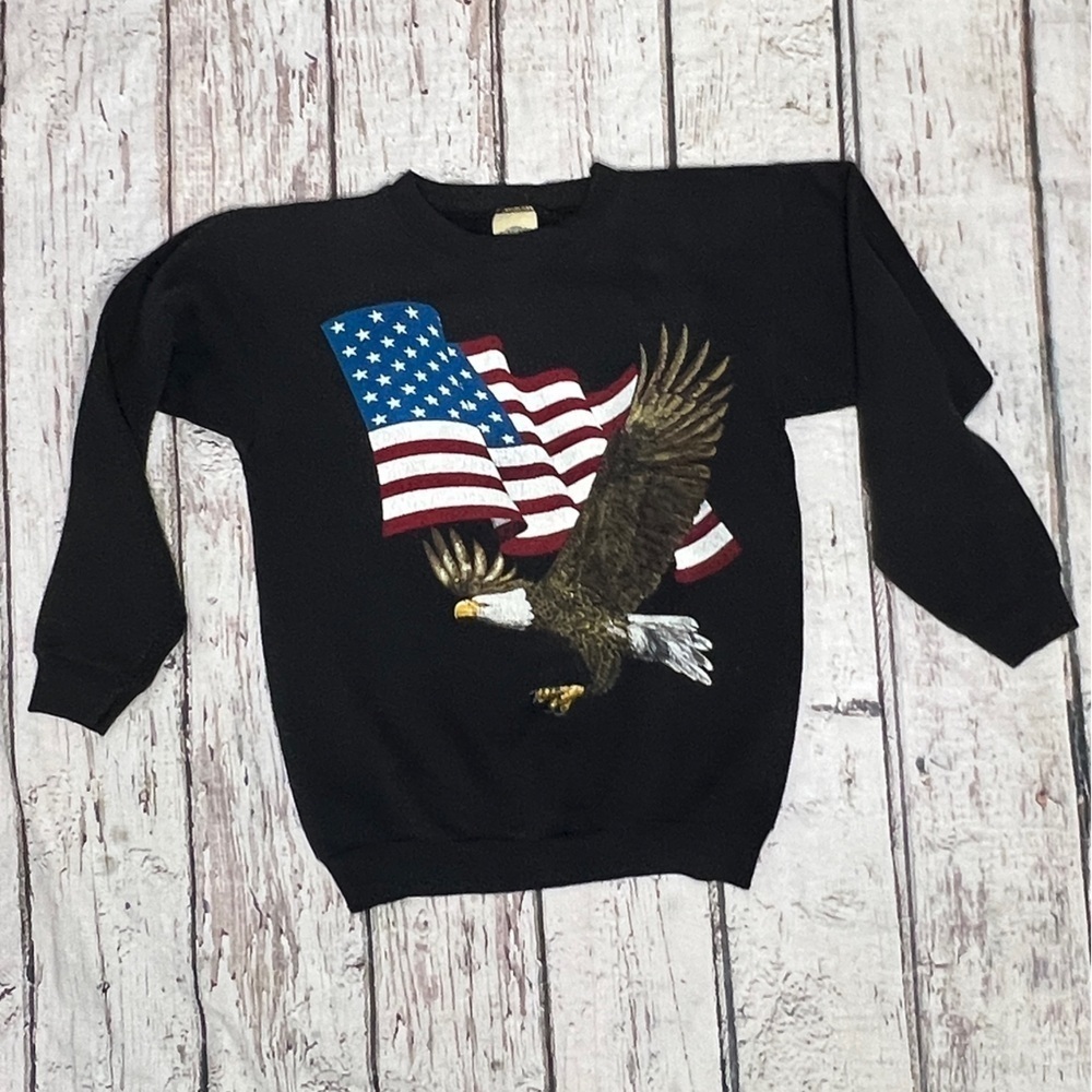 Vintage Bald Eagle USA America 1980s Crewneck Pullover Jumper Sweatshirt 80s